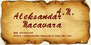 Aleksandar Macavara vizit kartica